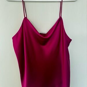 Alice + Olivia Harmon Pink Silk Draped Camisole Tank